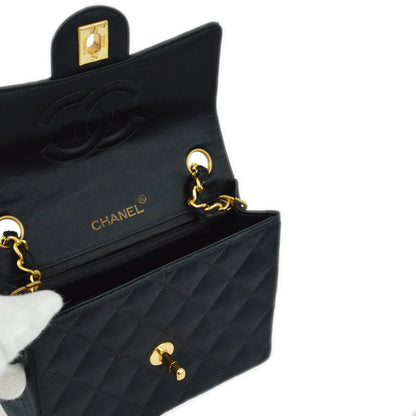 Chanel 2006-2008 Black Satin Mini Classic Square Flap Shoulder Bag 17