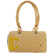 Chanel Beige Calfskin Cambon Ligne Bowling Handbag