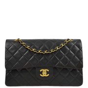 Chanel Black Lambskin Medium Classic Double Flap Shoulder Bag