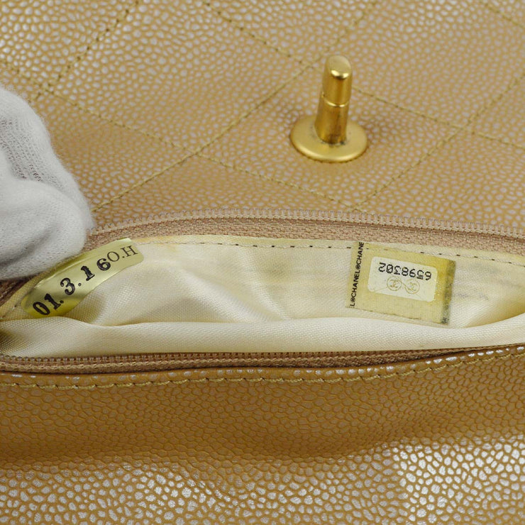 Chanel Beige Caviar Chain Shoulder Bag 25