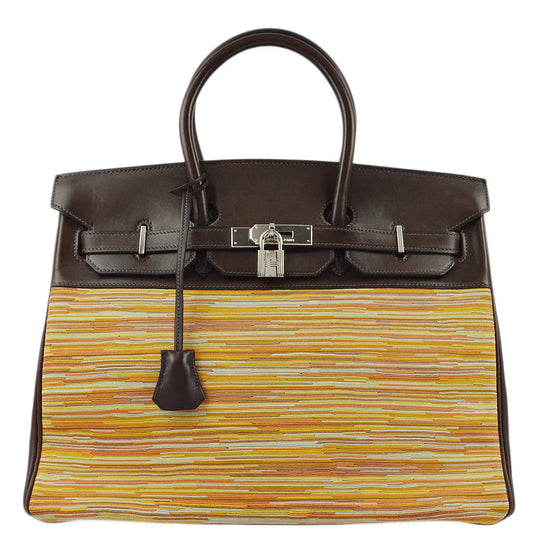Hermes 2003 Vibrato Calf Orange Ebene Birkin 35