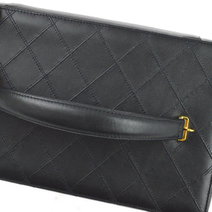 Chanel 1994-1996 Black Lambskin Bicolore Vanity 2way Shoulder Handbag