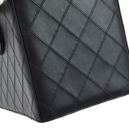 Chanel 1994-1996 Black Lambskin Bicolore Vanity 2way Shoulder Handbag