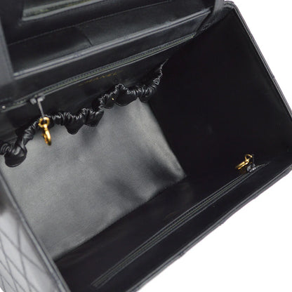 Chanel 1994-1996 Black Lambskin Bicolore Vanity 2way Shoulder Handbag