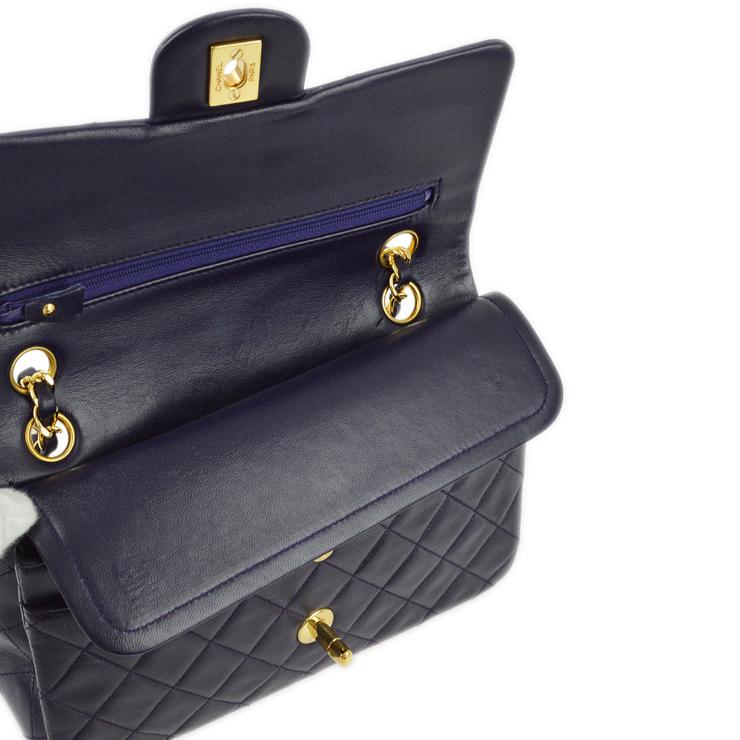 Chanel * 1989-1991 Purple Lambskin Small Classic Double Flap Chanel * 1989-1991 Purple Lambskin Small Classic Double Flap