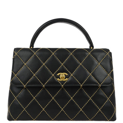 Chanel 2004-2005 Black Calfskin Wild Stitch Kelly Handbag