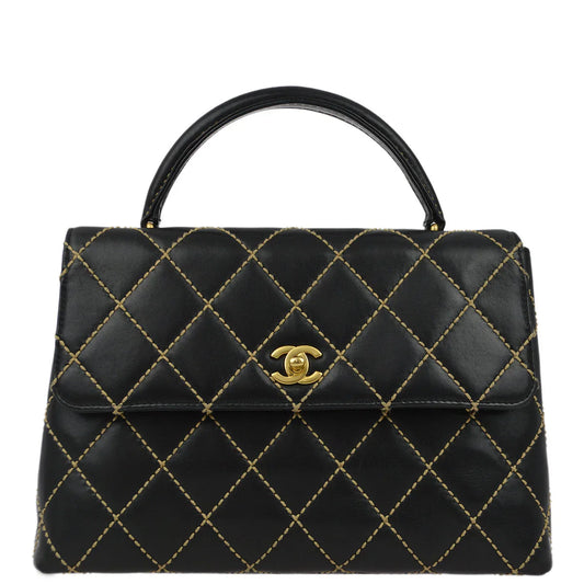 Chanel 2004-2005 Black Calfskin Wild Stitch Kelly Handbag