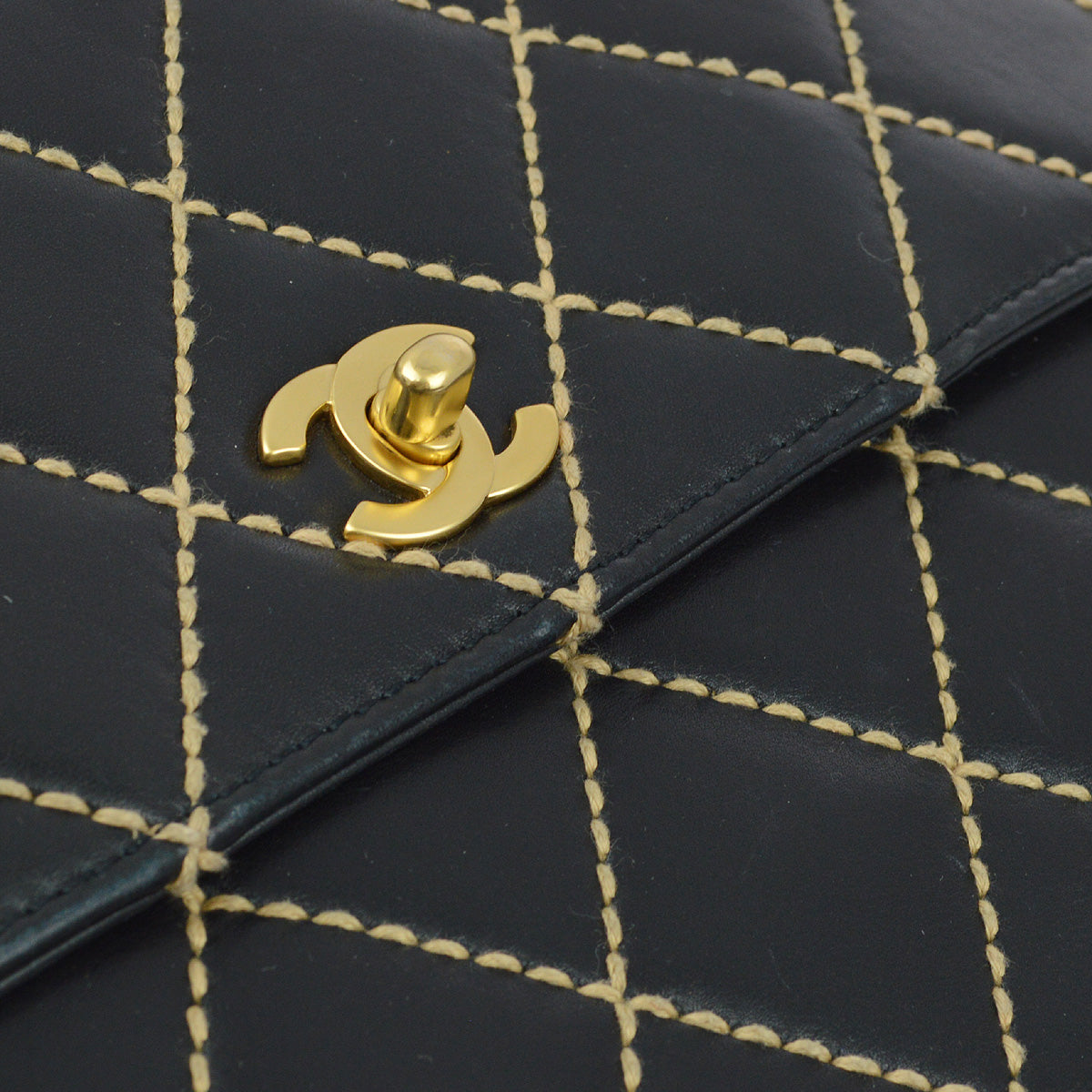 FC東京 2004 2nd ケリー 19 Chanel 2004-2005 Black Calfskin Wild Stitch Kelly Handbag