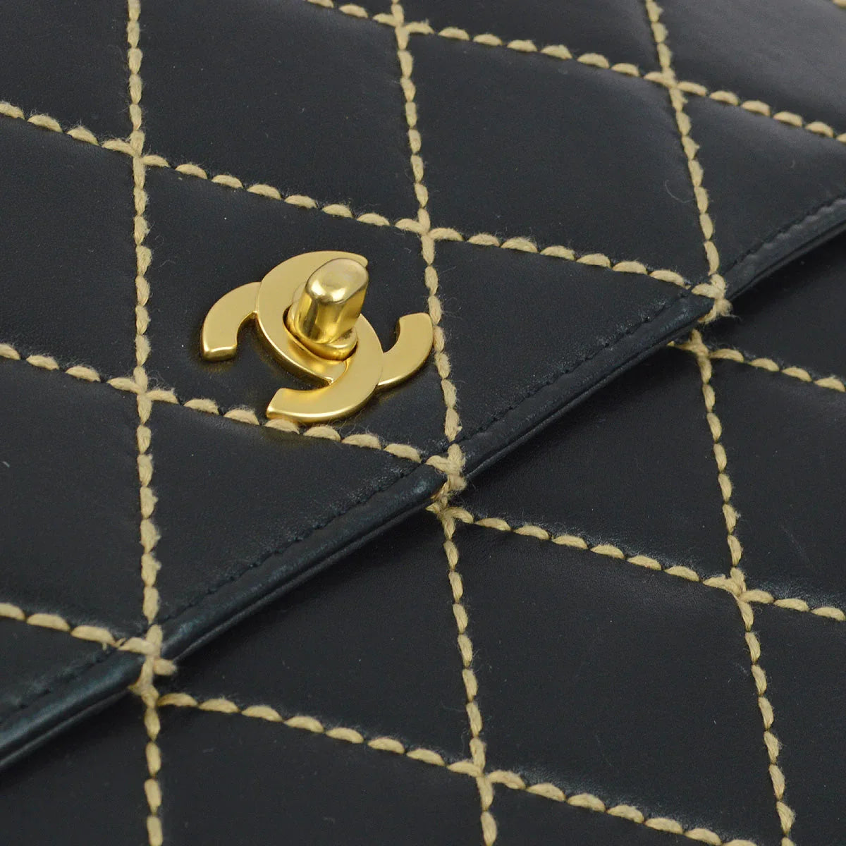Chanel 2004-2005 Black Calfskin Wild Stitch Kelly Handbag