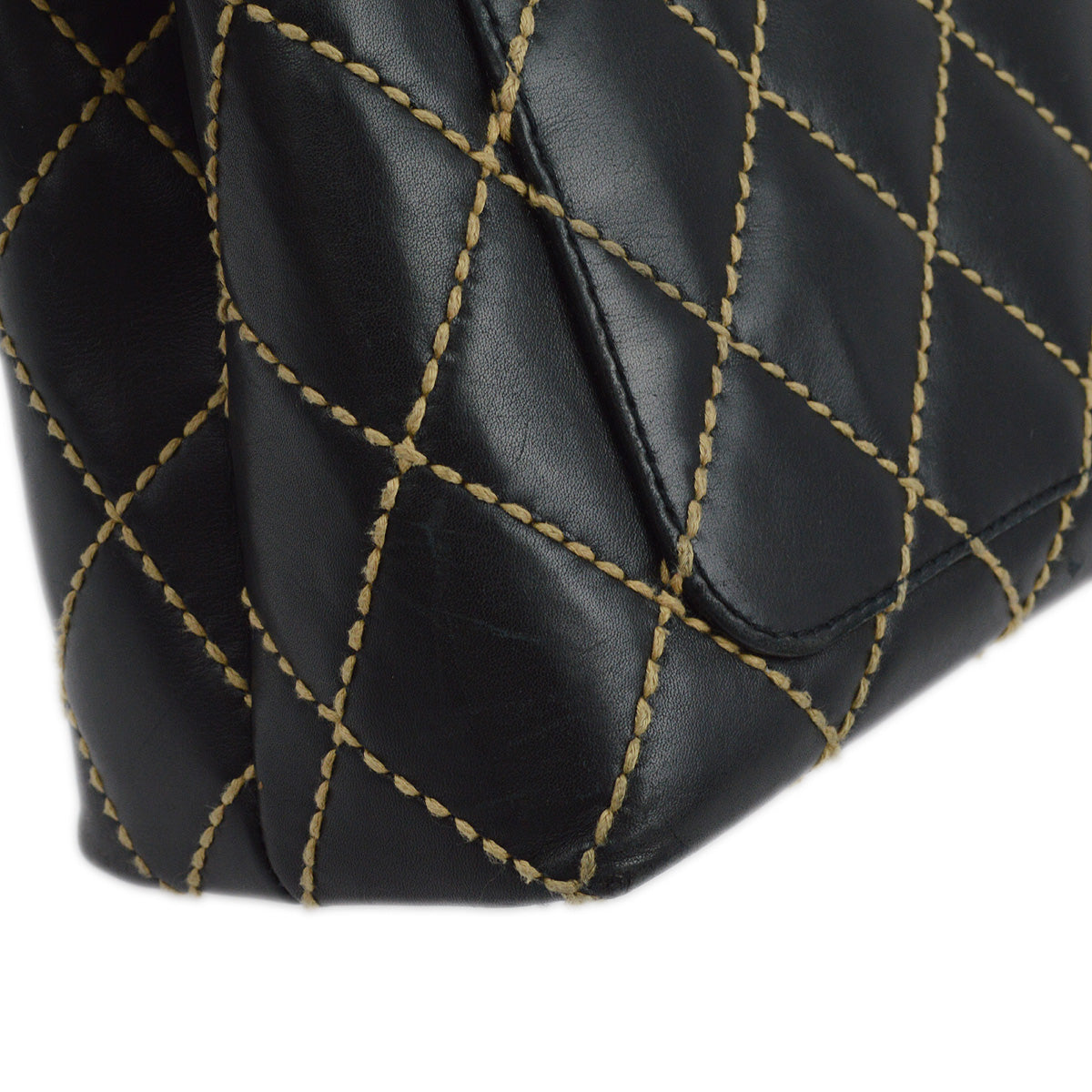 FC東京 2004 2nd ケリー 19 Chanel 2004-2005 Black Calfskin Wild Stitch Kelly Handbag