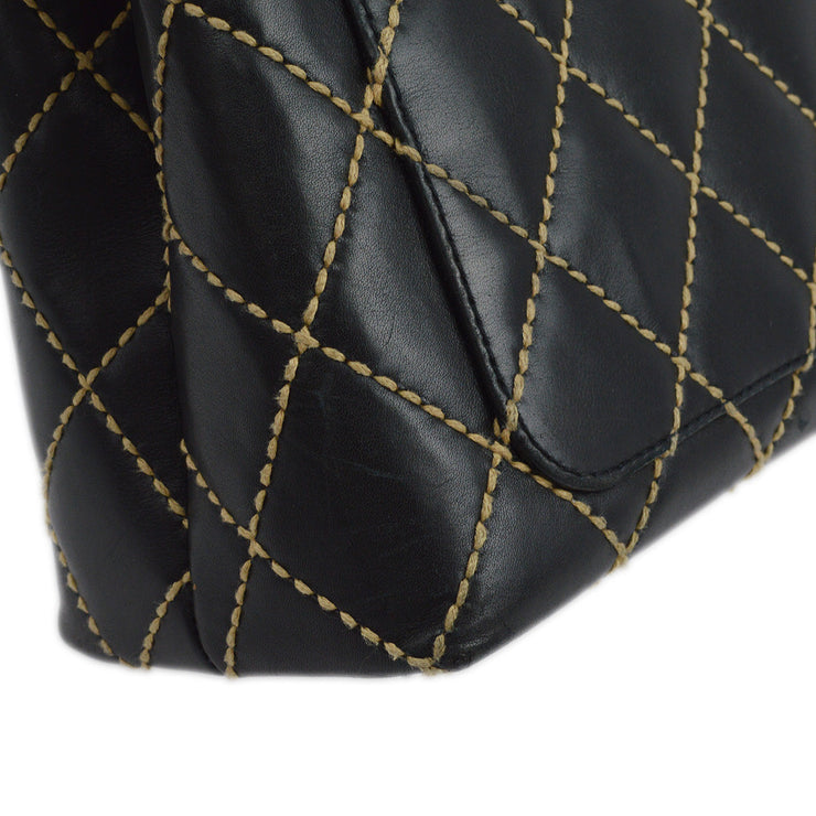 Chanel Black Calfskin Wild Stitch Kelly Handbag