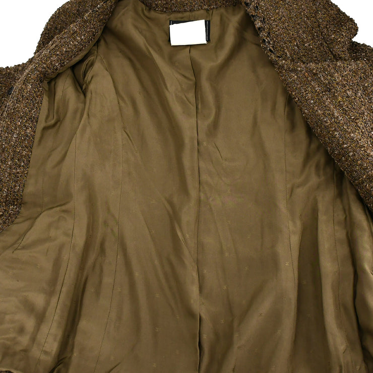 Chanel Double Breasted Colorless Jacket Brown 93A #40