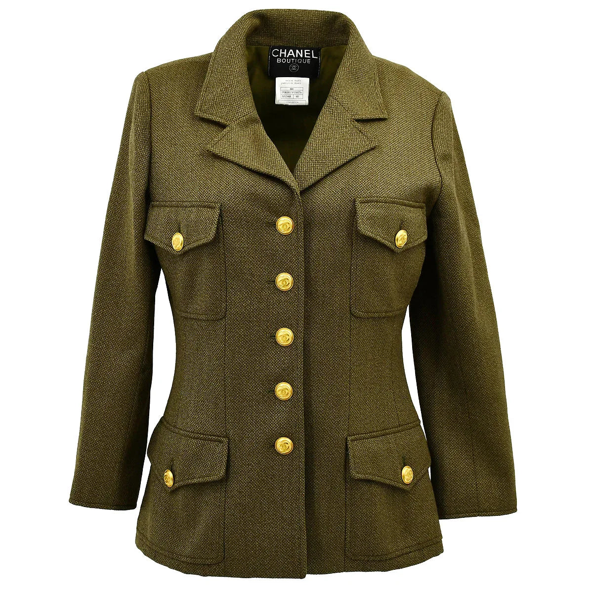 Chanel Single Breasted Jacket Khaki 96A #40