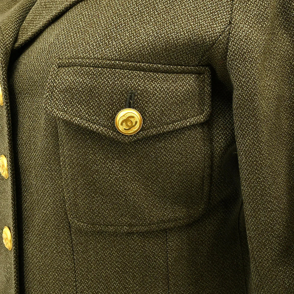 Chanel Single Breasted Jacket Khaki 96A #40
