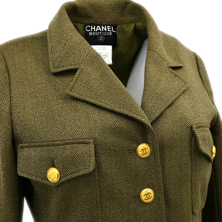 Chanel Single Breasted Jacket Khaki 96A #40