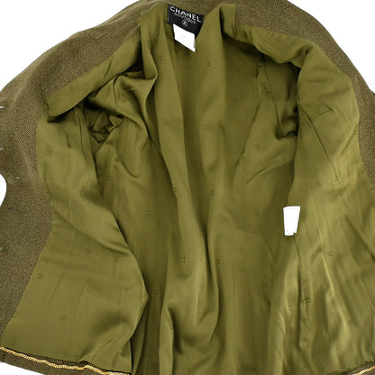 Chanel Single Breasted Jacket Khaki 96A #40