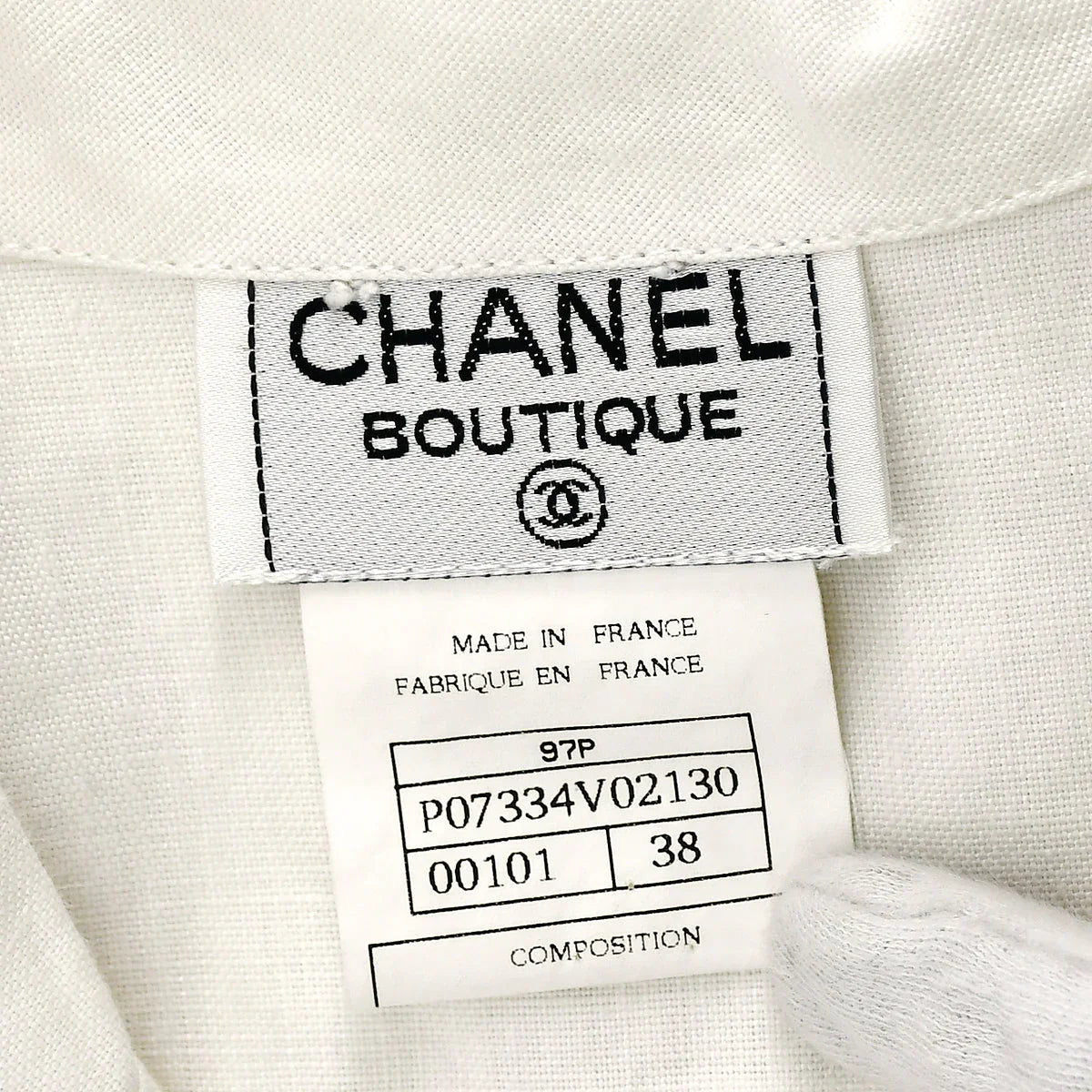 Chanel Short Sleeve Shirt White 97P #38