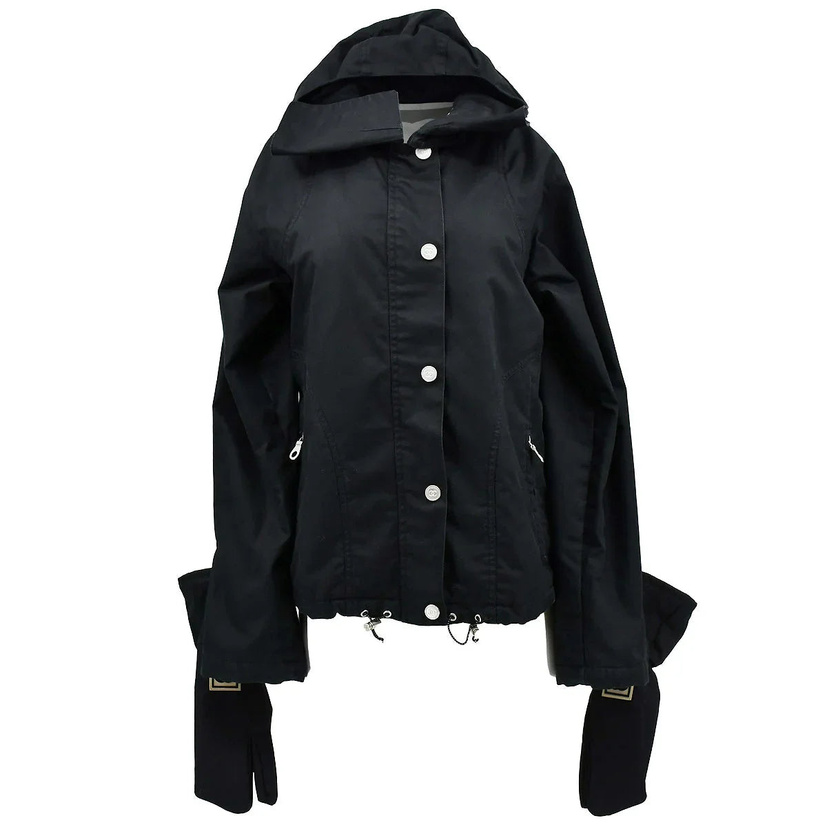 Chanel Sport Line Zip Up Hooded Jacket Black 02A #40