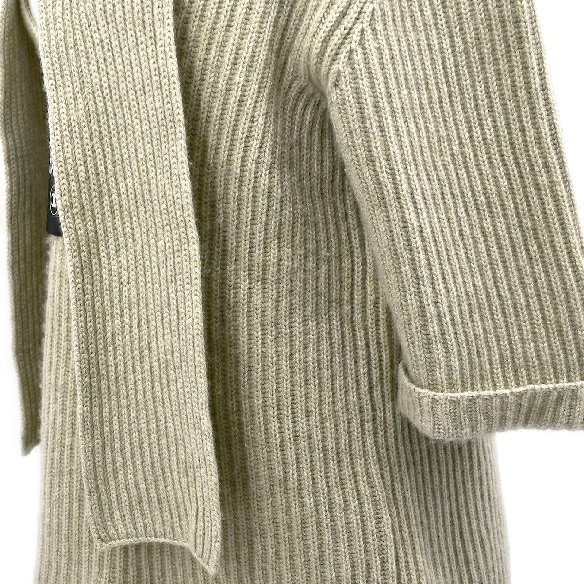 Chanel Logo Tag Scarf Sweater Gray 08C #38