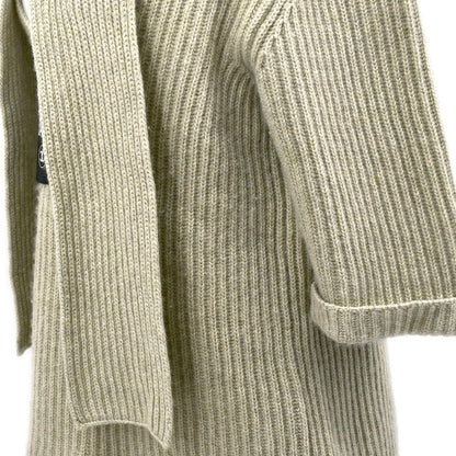 Chanel Logo Tag Scarf Sweater Gray 08C #38