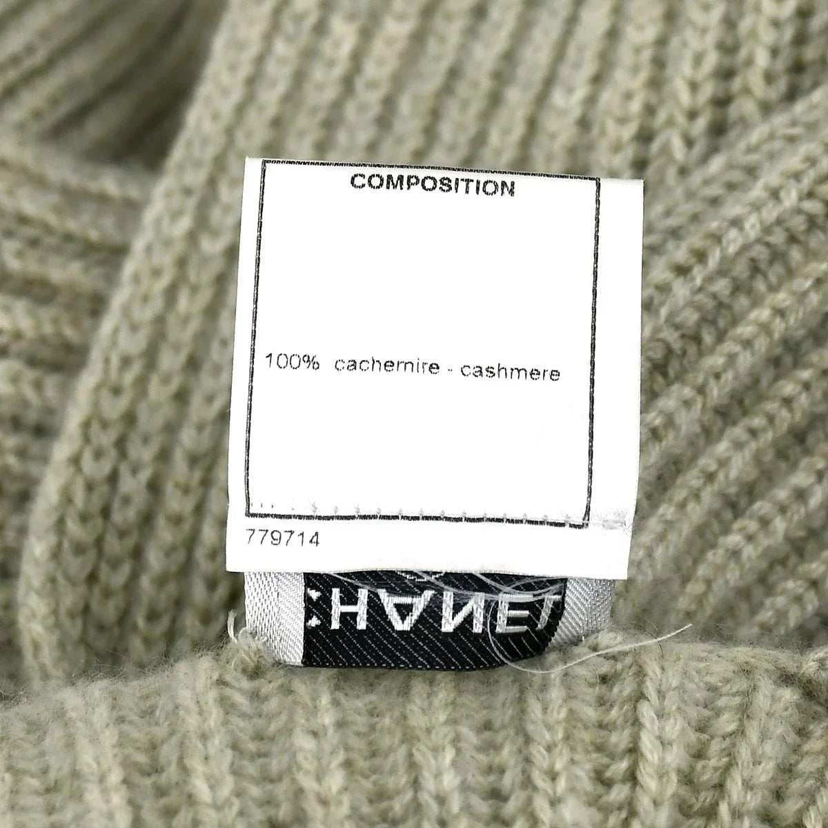 Chanel Logo Tag Scarf Sweater Gray 08C #38