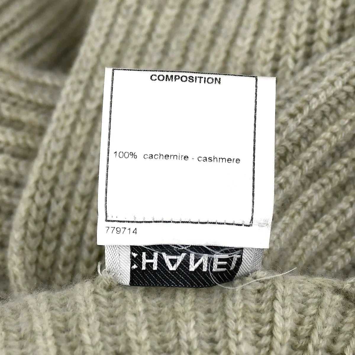 Chanel Logo Tag Scarf Sweater Gray 08C #38