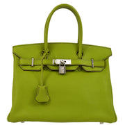 Hermes 2007 Anis Green Togo Birkin 30 Handbag