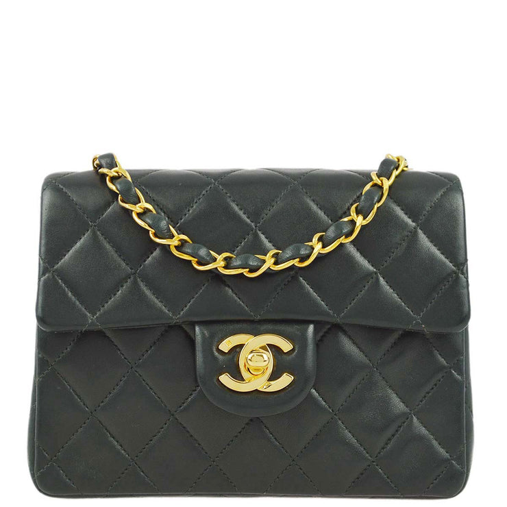 Chanel * Green Lambskin Mini Classic Square Flap Shoulder Bag 17
