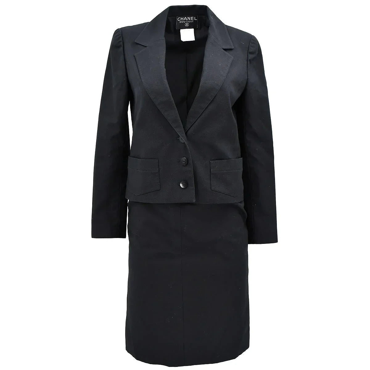 Chanel Setup Suit Jacket Skirt Black 98S #36