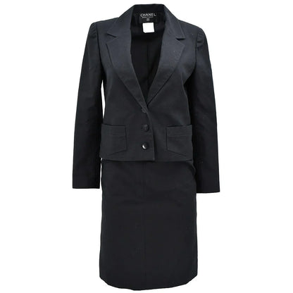 Chanel Setup Suit Jacket Skirt Black 98S #36