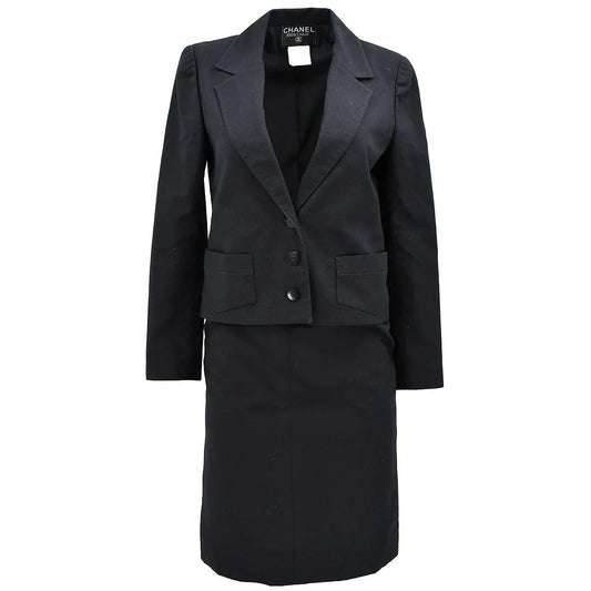 Chanel Setup Suit Jacket Skirt Black 98S #36