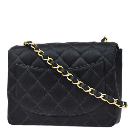 Chanel 2000-2001 Black Satin Mini Classic Square Flap Shoulder Bag 17