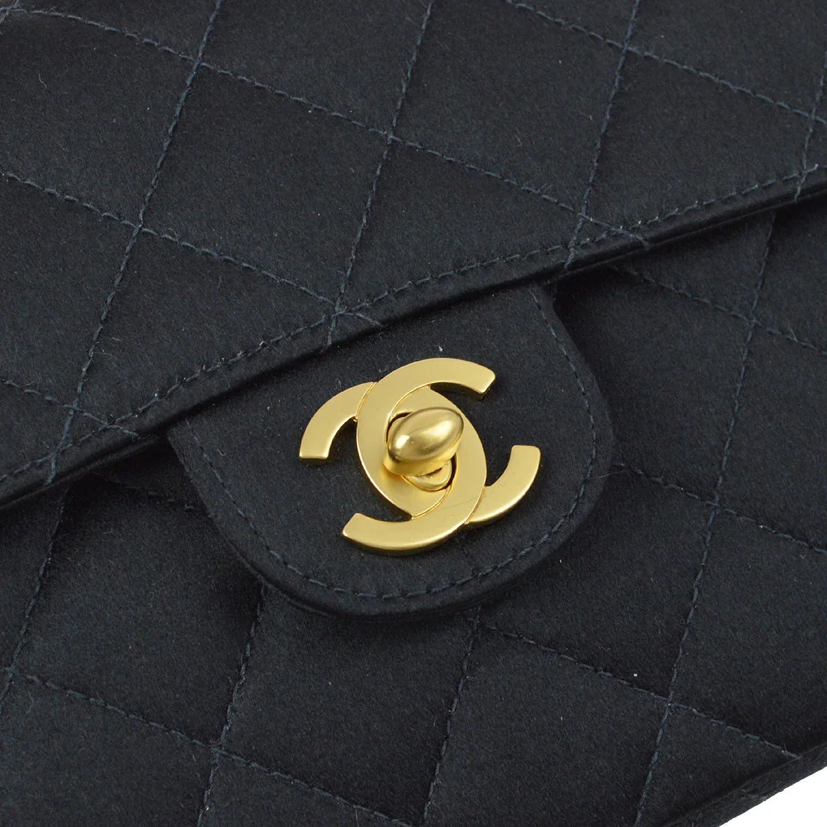 Chanel 2000-2001 Black Satin Mini Classic Square Flap Shoulder Bag 17