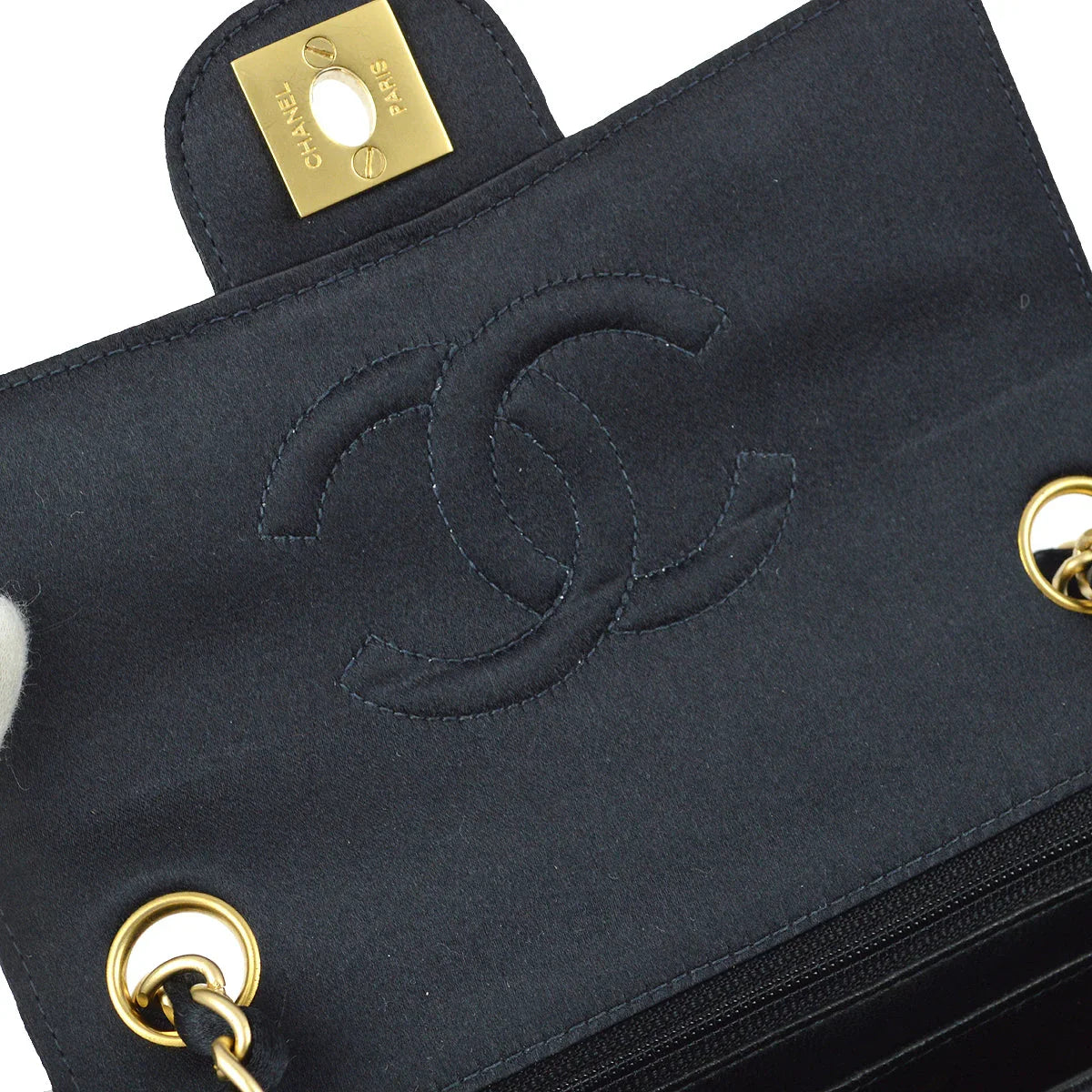 Chanel 2000-2001 Black Satin Mini Classic Square Flap Shoulder Bag 17