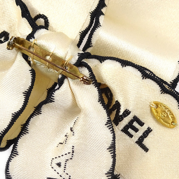 Chanel Bow Brooch Pin White