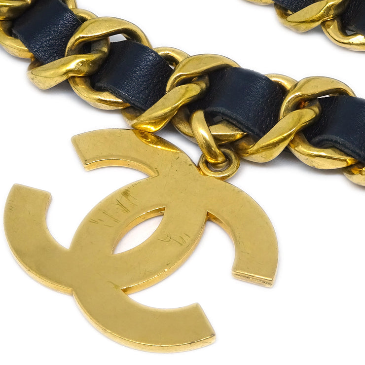 Chanel Chain Belt Gold Black 93A Small Good