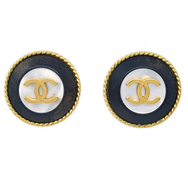 Chanel Mother of Pearl Rope Edge Earrings Clip-On