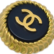 Chanel Gold Black Button Earrings Clip-On 95C
