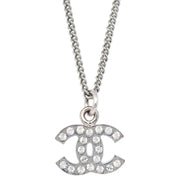 Chanel CC Chain Necklace Pendant Rhinestone Silver 07V