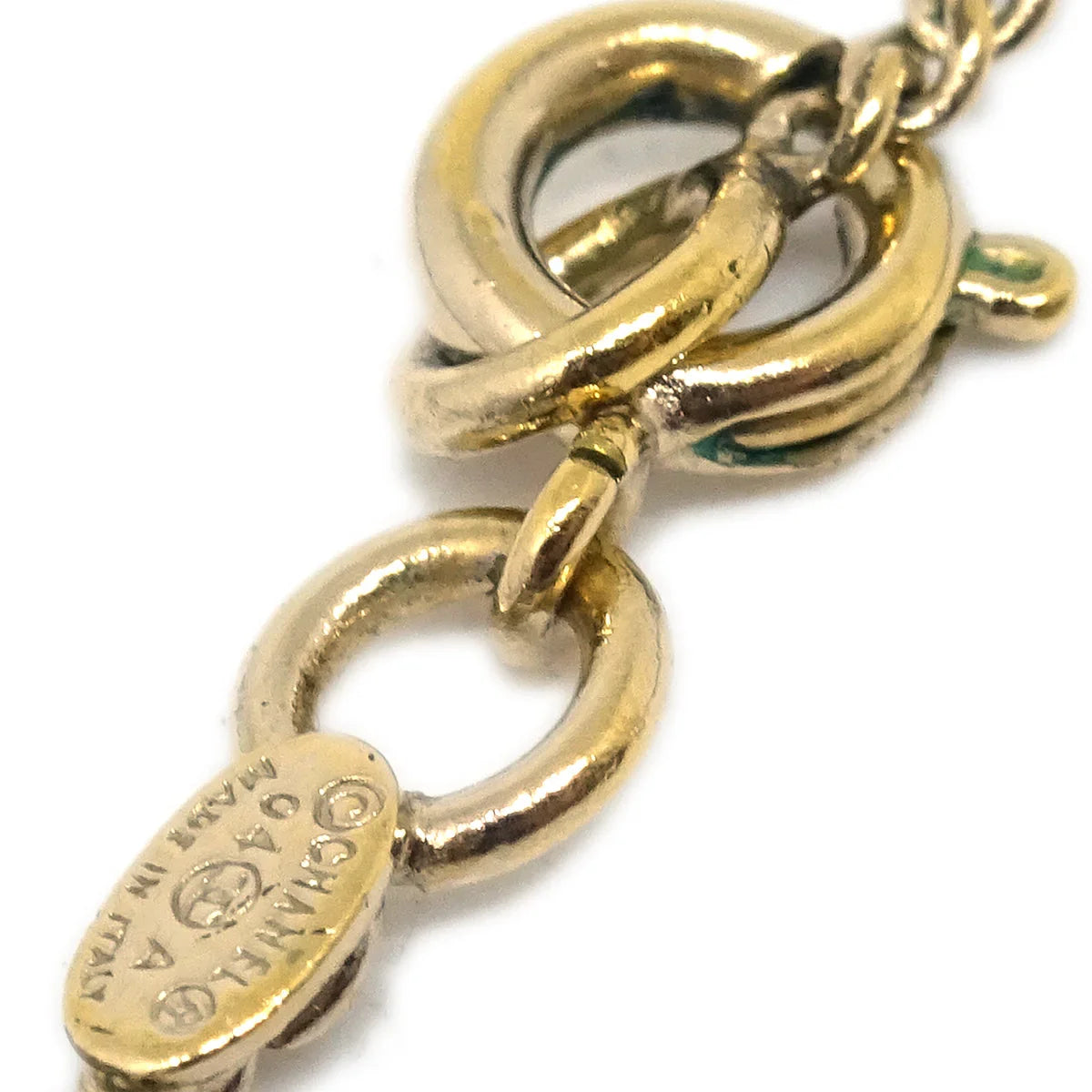 Chanel CC Chain Pendant Necklace Rhinestone Gold 04A