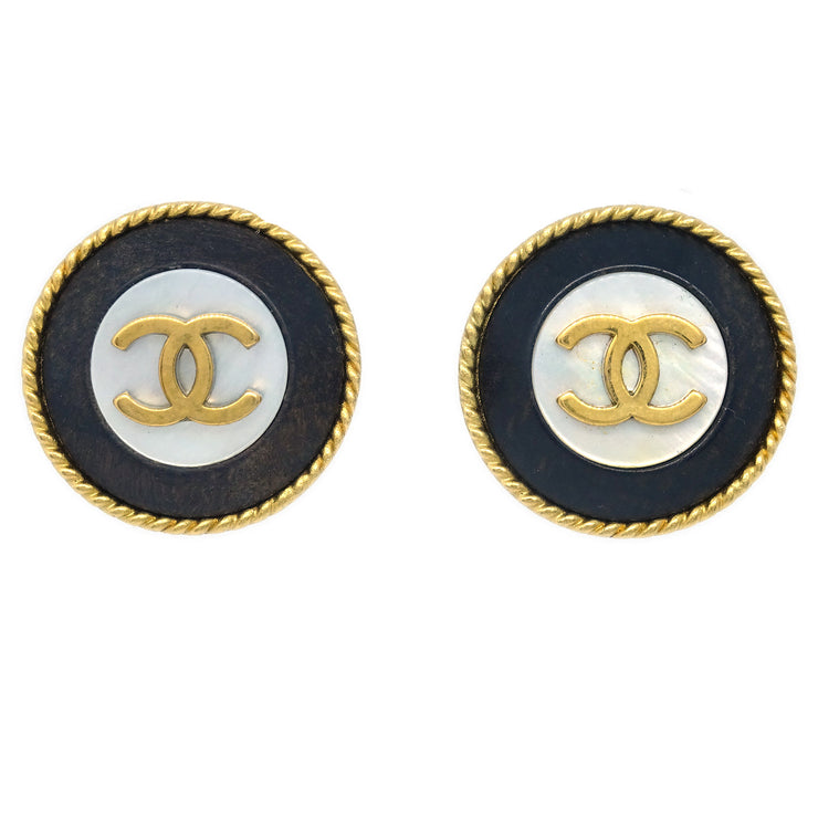 Chanel Mother of Peal Rope Edge Earrings Clip-On
