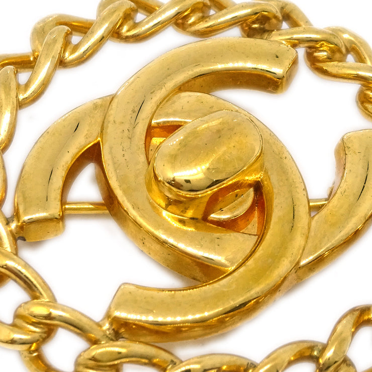 Chanel Turnlock Brooch Pin Gold 97A