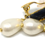 Chanel Artificial Pearl Dangle Earrings Clip-On Gold 96P