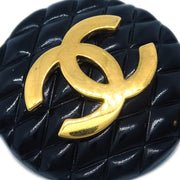 Chanel Button Earrings Clip-On Black Gold 25
