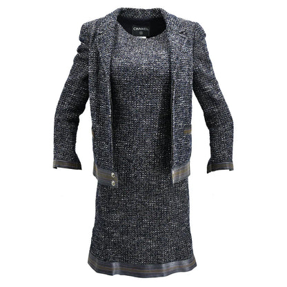 Chanel Jacket Dress Set Navy 04A #36