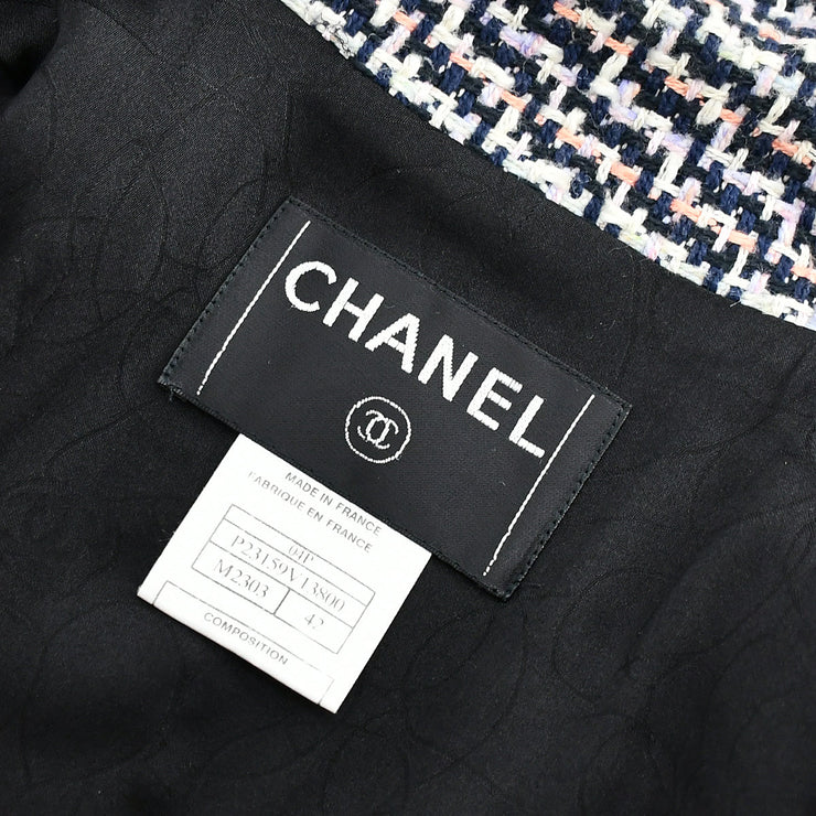 Chanel Single Breasted Jacket Navy 04P #42