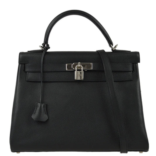 Hermes 2004 Black Epsom Kelly 32 Retourne