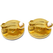 Chanel Button Earrings Clip-On Black Gold 03P
