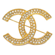 Chanel CC Brooch Pin Rhinestone Gold 174