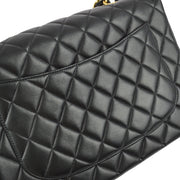 Chanel 1997-1999 Black Lambskin Jumbo Classic Flap Shoulder Bag